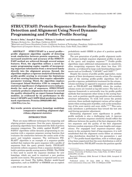 STRUCTFAST: Protein Sequence Remote Homology Detection and Alignment Using Novel Dynamic Programming and Profile-Profile Scoring