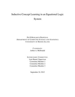 Inductive Concept Learning in an Equational Logic System