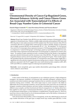 Chromosomal Density of Cancer Up-Regulated Genes, Aberrant