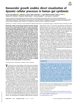 Nanaerobic Growth Enables Direct Visualization of Dynamic Cellular Processes in Human Gut Symbionts