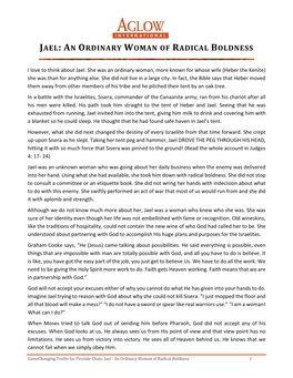 Jael: an Ordinary Woman of Radical Boldness