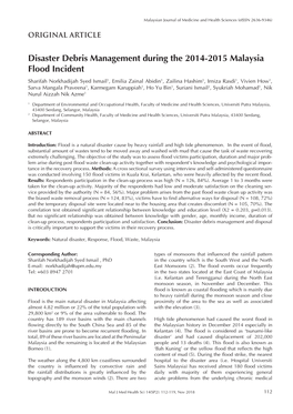 Disaster Debris Management During the 2014-2015 Malaysia Flood