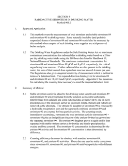 EPA Method 905.0: Radioactive Strontium in Drinking Water (PDF)