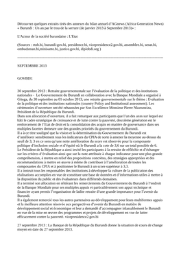 Africa Generation News) « Burundi : Un an Par Le Trou De La Serrure (De Janvier 2013 À Septembre 2013)»