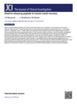 Gastrin-Releasing Peptide in Human Nasal Mucosa