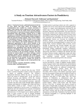 A Study on Tourism Attractiveness Factors in Pondicherry