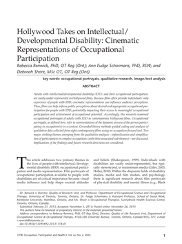 Hollywood Takes on Intellectual/ Developmental Disability