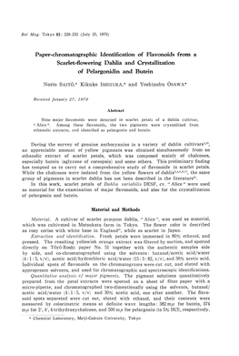 Paper-Chromatographic Identification of Flavonoids from a Scarlet-Flowering Dahlia and Crystallization of Pelargonidin and Butein