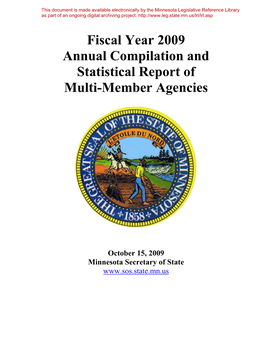 Fiscal Year 2009 Annual Compilation and Statistical Report of Multi-Member Agencies