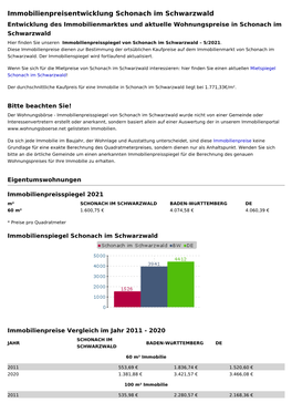 Immobilienpreise Schonach Im Schwarzwald