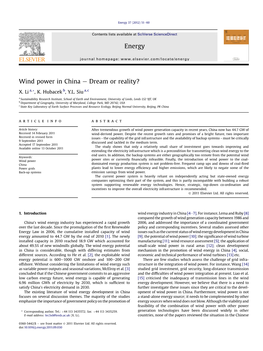 Wind Power in China E Dream Or Reality?