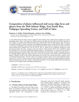 Composition of Plume-Influenced Mid-Ocean Ridge Lavas and Glasses