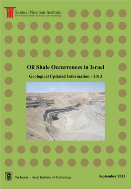 Oil Shale Occurrences in Israel Geological Updated Information - 2013