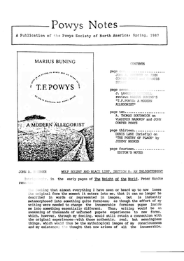 Powys Notes 3.1 Spring 1987