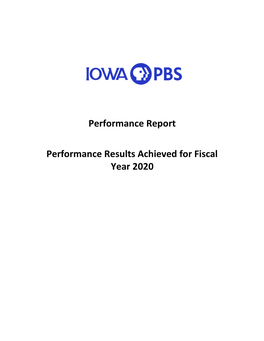 Iowa PBS Performance Report 2020