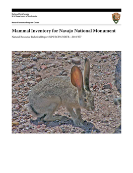 Mammal Inventory for Navajo National Monument