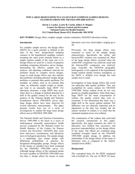 Why Large Design Effects Can Occur in Complex Sample Designs: Examples from the Nhanes 1999-2000 Survey