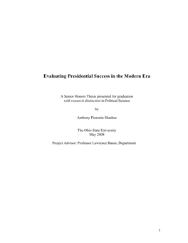 Evaluating Presidential Success in the Modern Era