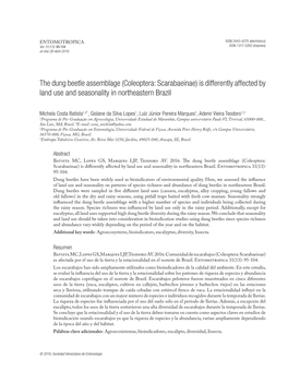 The Dung Beetle Assemblage (Coleoptera: Scarabaeinae) Is Differently Affected by Land Use and Seasonality in Northeastern Brazil