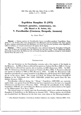 Expedition Rumphius II (1975) Crustaces Parasites, Commensaux, Etc