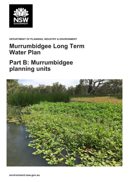 Murrumbidgee Long Term Water Plan Part B: Murrumbidgee Planning Units
