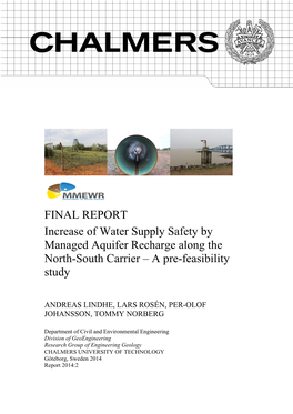 Increase of Water Supply Safety by Managed Aquifer Recharge Along the North-South Carrier – a Pre-Feasibility Study