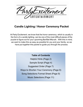 Candle Lighting / Honor Ceremony Packet