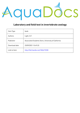 Invertebrate Zoology