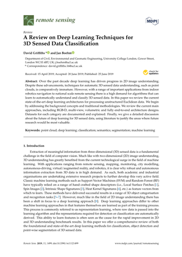 A Review on Deep Learning Techniques for 3D Sensed Data Classification