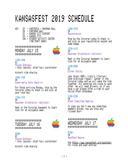 Kansasfest 2019 Schedule