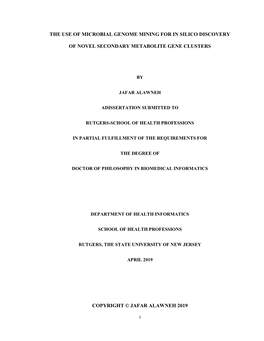 The Use of Microbial Genome Mining for in Silico Discovery of Novel Secondary Metabolite Gene Clusters Copyright © Jafar Alawn