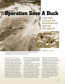 Operation Save a Duck and the Legacy of Minnesota's 1962-63 Oil Spills