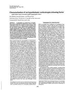 Characterization of Rat Hypothalamic Corticotropin-Releasing Factor