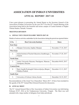 Association of Indian Universities Annual Report 2017-18