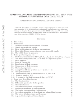 Analytic Langlands Correspondence for PGL (2) on P^ 1 with Parabolic