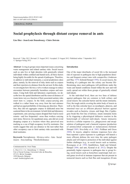 Social Prophylaxis Through Distant Corpse Removal in Ants