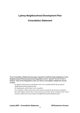 Lydney Neighbourhood Development Plan Consultation Statement