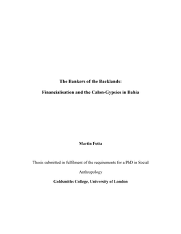 Financialisation and the Calon-Gypsies in Bahia