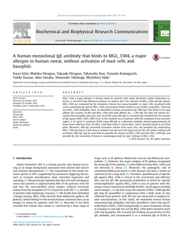 A Human Monoclonal Ige Antibody That Binds to MGL 1304, a Major Allergen in Human Sweat, Without Activation of Mast Cells and Basophils