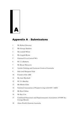 Appendix a — Submissions