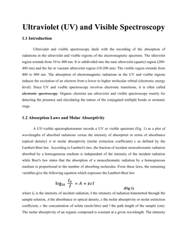 Ultraviolet (UV) and Visible Spectroscopy