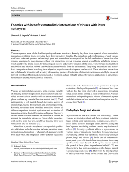 Mutualistic Interactions of Viruses with Lower Eukaryotes