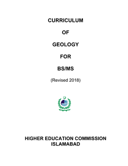 Curriculum of Geology for Bs/Ms