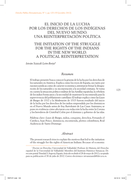 El Inicio De La Lucha Por Los Derechos De Los Indígenas Del Nuevo Mundo