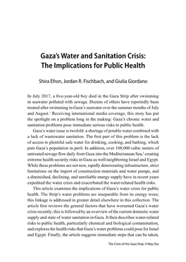 Gaza's Water and Sanitation Crisis: the Implications for Public Health