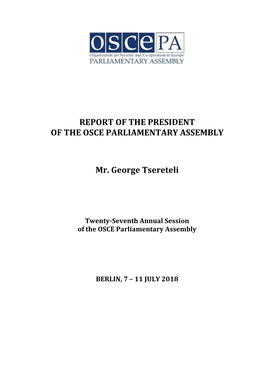 Report of the President of the OSCE PA, George Tsereteli