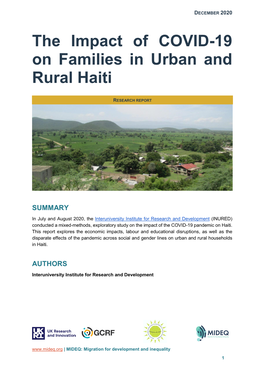 The Impact of COVID-19 on Families in Urban and Rural Haiti