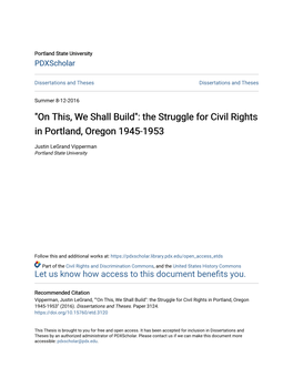 The Struggle for Civil Rights in Portland, Oregon 1945-1953
