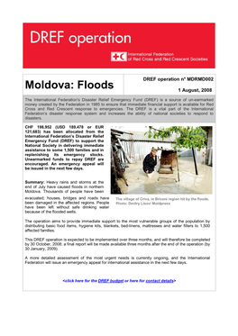 Moldova: Floods 1 August, 2008