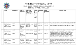 University of Kota, Kota Near Kabir Circle, M.B.S